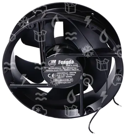 ventilátor axiální kruhový, d = 220 x 60 mm , 220-240 V, 2300 rpm